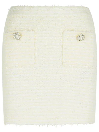 Self-portrait Boucle Cream Cotton Blend Miniskirt In Neutral