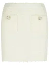 Self-portrait Textured Beige Skirt With Decorative Pockets In Neutral