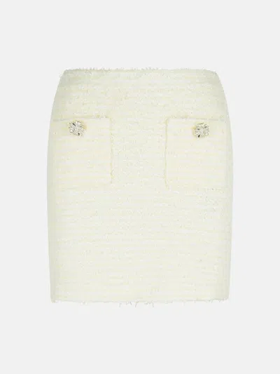 Self-portrait 'boucle' Cream Cotton Blend Miniskirt In White