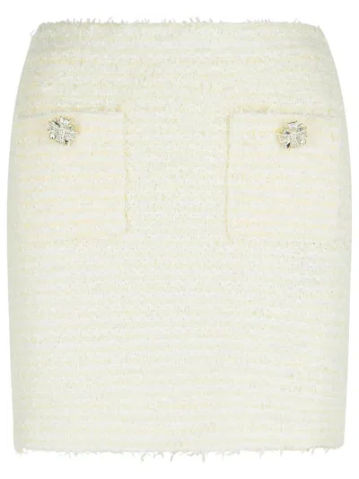 SELF-PORTRAIT SELF-PORTRAIT 'BOUCLE' CREAM COTTON BLEND MINISKIRT