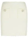 Self-portrait 'boucle' Cream Cotton Blend Miniskirt In White