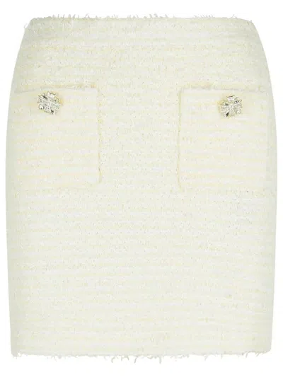 Self-portrait 'boucle' Cream Cotton Blend Miniskirt In White