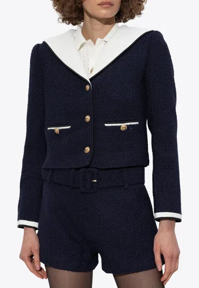 SELF-PORTRAIT BOUCLÉ CROPPED SAILOR JACKET