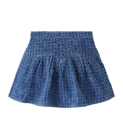 Self-portrait Kids' Bouclé Denim Skirt In Blue