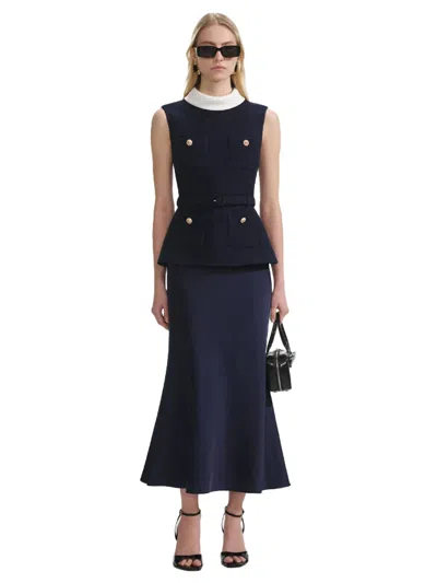 Self-portrait Boucle Dress Navy