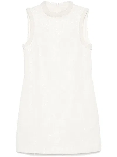 Self-portrait Self Portrait Bouclé Dress With Sequins In White