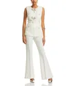 Self-portrait Organza Bow Peplum Jumpsuit In Cream
