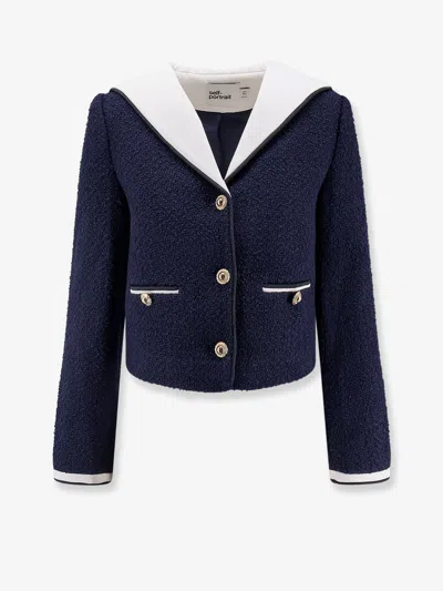 SELF-PORTRAIT BOUCLÉ FABRIC BLAZER WITH JEWEL BUTTONS