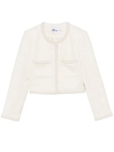 SELF-PORTRAIT BOUCLÉ FAUX-PEARL-TRIM JACKET