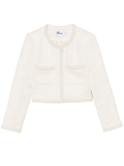 SELF-PORTRAIT SELF-PORTRAIT BOUCLÉ FAUX-PEARL-TRIM JACKET