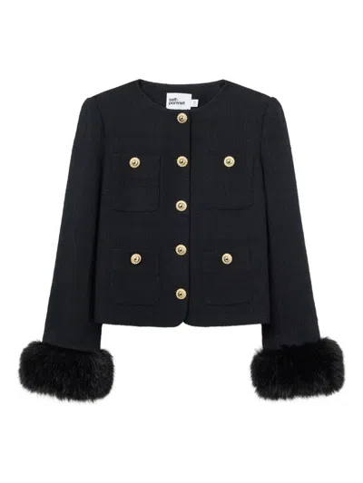 SELF-PORTRAIT SELF-PORTRAIT BOUCLE FUR CUFF JACKET