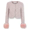 Self-portrait Self Portrait Crystal-embellished Tweed Jacket In White