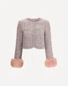 Self-portrait Crystal-embellished Tweed Jacket In Pink