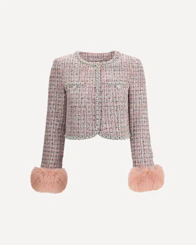 SELF-PORTRAIT BOUCLÉ FUR CUFFED JACKET