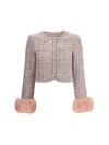 Self-portrait Crystal-embellished Tweed Jacket In Pink