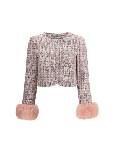 SELF-PORTRAIT BOUCLÉ FUR CUFFED JACKET