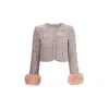 Self-portrait Crystal-embellished Tweed Jacket In Multi