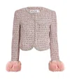 Self-portrait Self Portrait Crystal-embellished Tweed Jacket In Pink