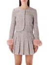Self-portrait Self Portrait Crystal-embellished Tweed Jacket In White