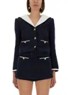 Self-portrait Boucle Jacket With Contrasting Neckline In Black