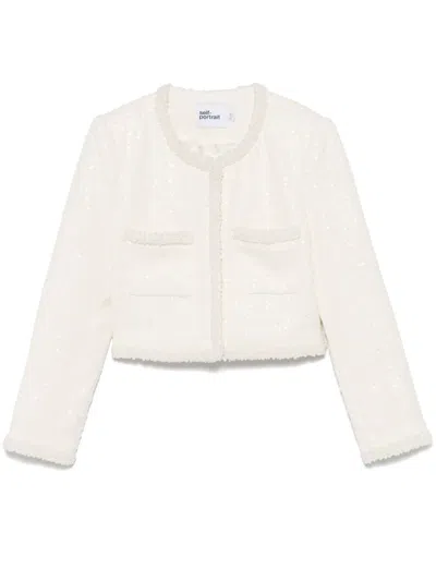 SELF-PORTRAIT BOUCLÉ JACKET WITH FAKE PEARLS