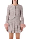 Self-portrait Self Portrait Crystal-embellished Tweed Jacket In Pink