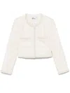 Self-portrait Bouclé Jacket With Pearls And Sequin Detail In Neutral