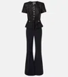 Self-portrait Womens Metallic Polyester Jumpsuit In Black