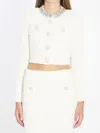 Self-portrait Cream Textured Knit Sweaters And Cardigans White In White