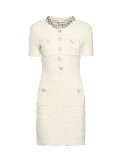 Self-portrait Bouclé Knit Mini Dress In Neutral