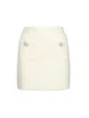 Self-portrait Textured Beige Skirt With Decorative Pockets In White