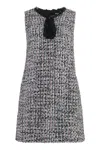 Self-portrait Black Sequin-embellished Boucl-tweed Mini Dress In Multicolor