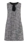 Self-portrait Black Sequin-embellished Boucl-tweed Mini Dress In Multicolor