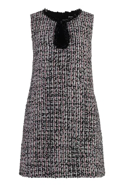 Self-portrait Black Sequin-embellished Boucl-tweed Mini Dress