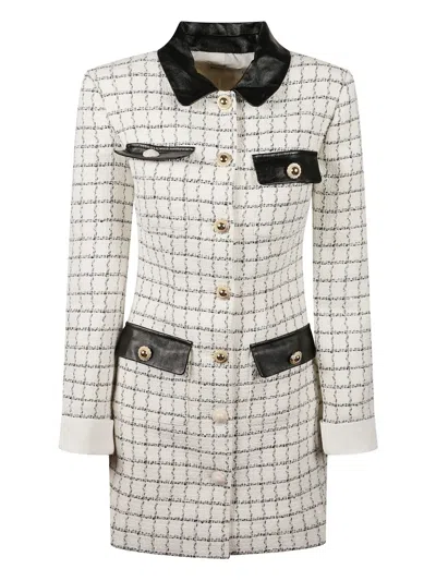 Self-portrait Bouclé Long-sleeves Mini Dress In Neutral