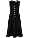 Self-portrait Tinsel Boucle Buttoned Midi Dress In Black In Black