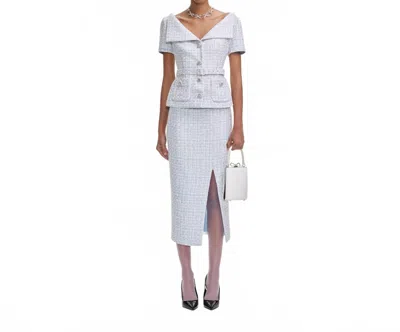 SELF-PORTRAIT BOUCLE MIDI DRESS IN BLUE