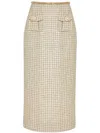 Self-portrait Embelished Bouclé Midi Skirt In Gold