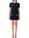 Self-portrait Textured Boucle Mini Dress In Blue