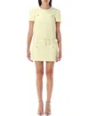 Self-portrait Wool Blend Dress With Waist Belt In Neutral