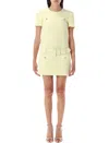 Self-portrait Wool Blend Dress With Waist Belt In Neutral