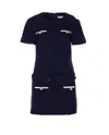 Self-portrait Textured Boucle Mini Dress In Blue