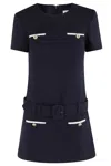 Self-portrait Textured Boucle Mini Dress In Blue