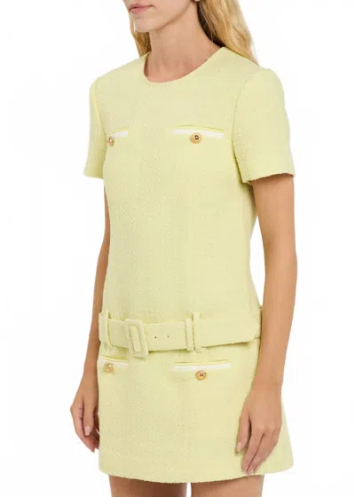 Self-portrait Boucle Mini Dress In Yellow In Green