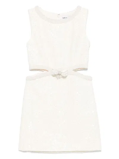 Self-portrait Bouclé Mini Dress In Neutrals