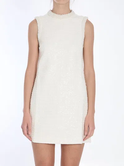 SELF-PORTRAIT SELF-PORTRAIT BOUCLE MINI DRESS WITH PEARLS
