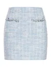 Self-portrait Self Portrait Women Light Blue Sequin Check Tweed Mini Skirt In Blue