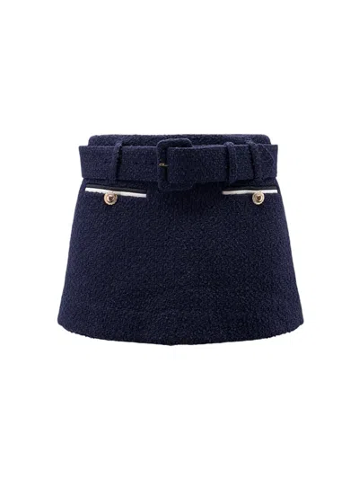SELF-PORTRAIT BOUCLÉ MINI SKIRT WITH SHORTS