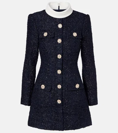Self-portrait Bouclé Minidress In Black