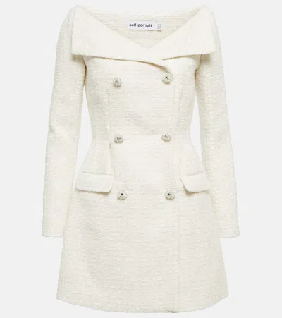Self-portrait Bouclé Minidress In Cream